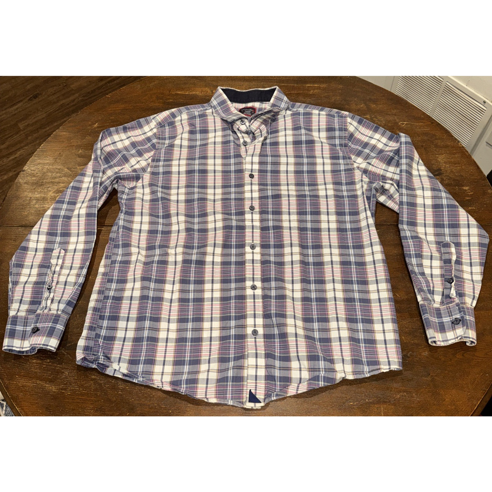 UNTUCKit Shirt Mens XL Grey White Plaid Check Stretch Button Down Long Sleeve